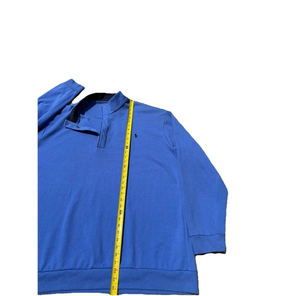 Polo Ralph Lauren Double Knit 1/4 Snap Sweatshirt Men's 4LT Blue Navy Pony Logo